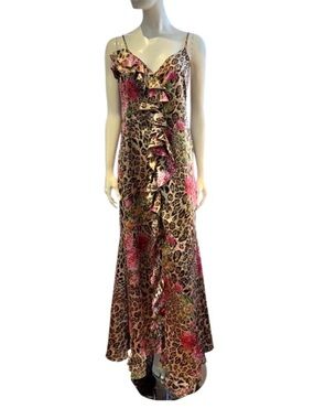 Polvere Made in Italy Leopard Floral Print Dress